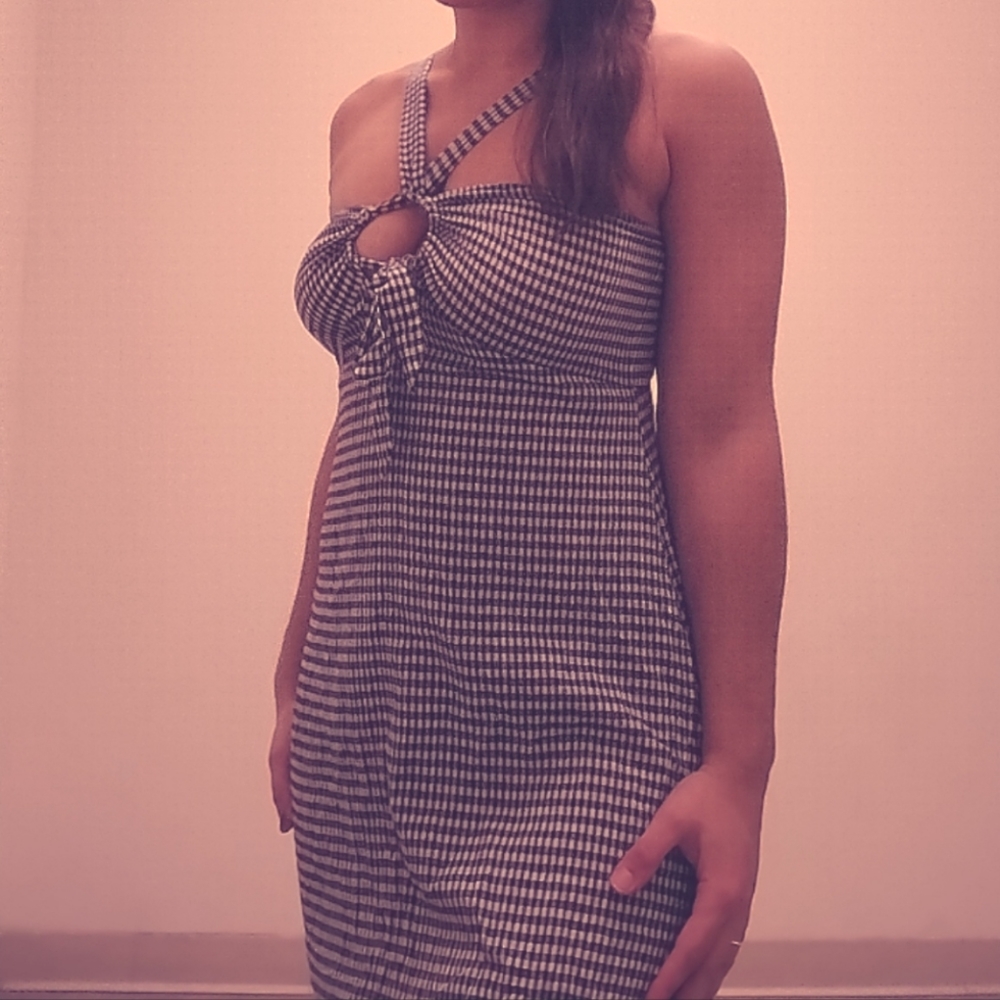 Black and white checkered beach dress